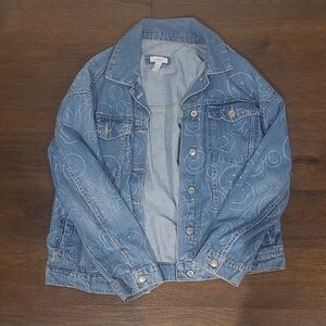 Denim Jacket with Smiley Face Pattern